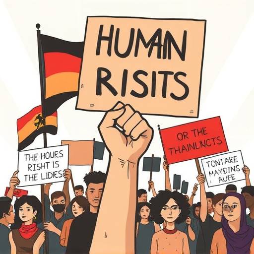 Illustrazione di persone che partecipano a una manifestazione per i diritti umani