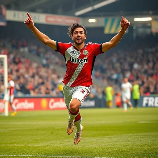 Immagine di un giocatore di calcio che esulta per un gol durante una partita di Serie A