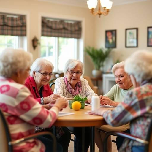 Persone anziane che partecipano a un'attivit&agrave; di gruppo in un centro diurno