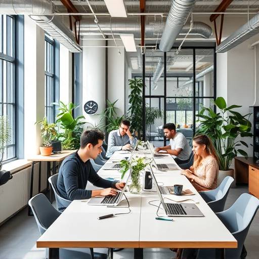 Un gruppo di persone che lavorano insieme in un coworking space