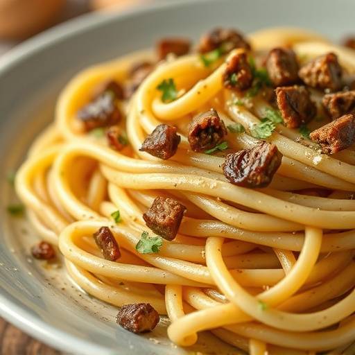 Un piatto di pasta fresca fatta in casa con tartufo