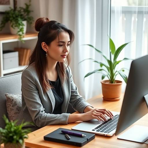 Una donna che lavora da casa al computer, simbolo di smart working