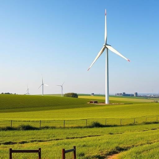 Una turbina eolica in un campo, simbolo di energia rinnovabile e sostenibilit&agrave;